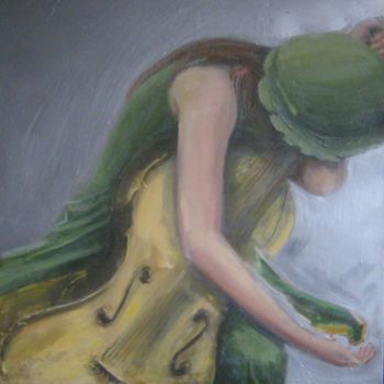 Peinture intitulée "Девушка с попугаем.." par Sergei Bogoliubov, Œuvre d'art originale, Acrylique