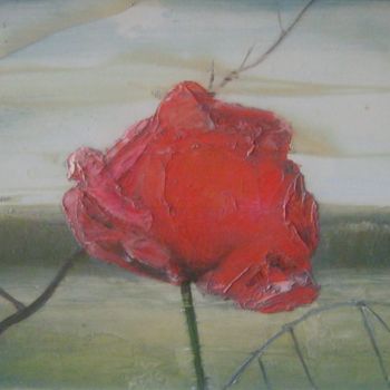 Painting titled "Красный мак.." by Sergei Bogoliubov, Original Artwork, Oil