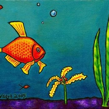 绘画 标题为“Fish at Sea” 由Punit Vaidya, 原创艺术品