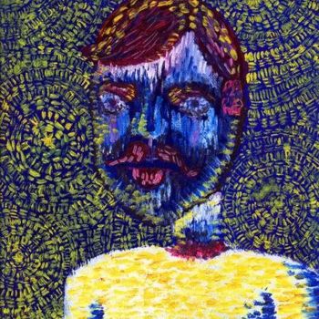 绘画 标题为“Man with Moustache” 由Punit Vaidya, 原创艺术品, 油