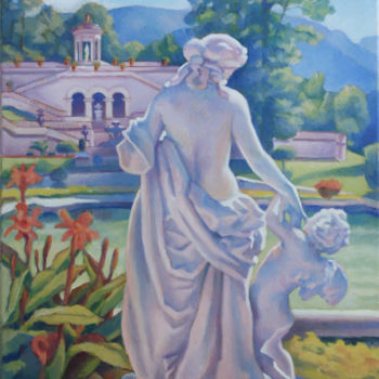 Painting titled "Garden" by Daniela Viecelli Ianculescu, Original Artwork, Acrylic Mounted on Wood Stretcher frame