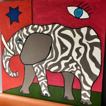 Pintura intitulada "Zebra" por Pupy Florez, Obras de arte originais, Acrílico Montado em artwork_cat.