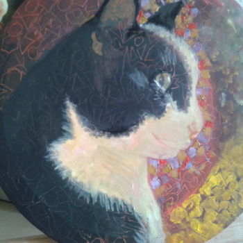 Painting titled "chat-rond.jpg" by Janet Delhostal, Original Artwork