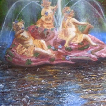 Peinture intitulée "féérie à Versailles" par Janet Delhostal, Œuvre d'art originale, Huile