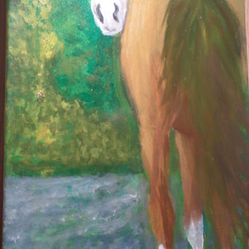 Painting titled "regardez moi" by Janet Delhostal, Original Artwork, Oil