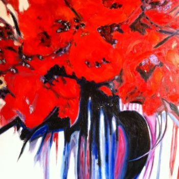 Painting titled "Flors Vermelles" by Purity, Original Artwork, Oil