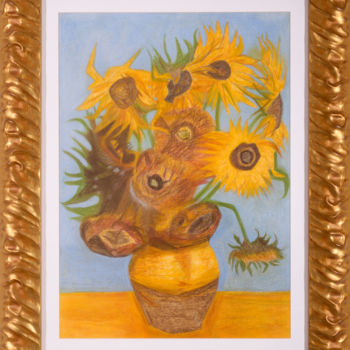 Painting titled "Girasoles" by Purity, Original Artwork, Pastel