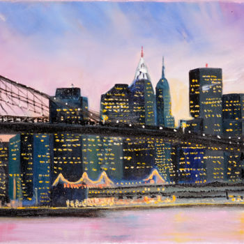 Pintura intitulada "Puente de Brooklyn" por Purity, Obras de arte originais, Óleo