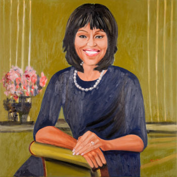 Schilderij getiteld "Michelle Obama" door Purity, Origineel Kunstwerk, Olie