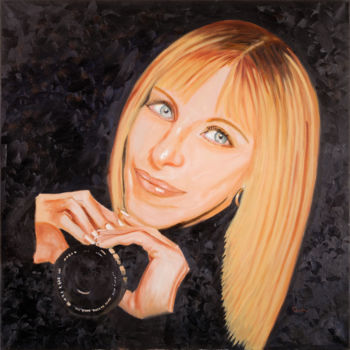 Pintura intitulada "Barbara Streisand" por Purity, Obras de arte originais, Óleo