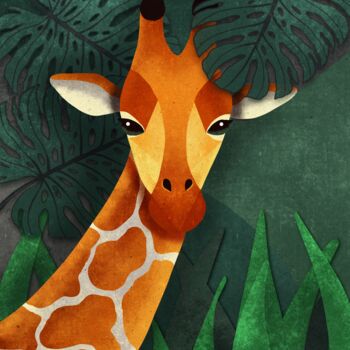 Digital Arts titled "Stylized Giraffe" by Purplemindstudios, Original Artwork, Digital Painting