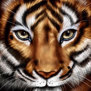 Digital Arts titled "Tiger Love" by Purplemindstudios, Original Artwork, Digital Painting