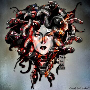 Digitale Kunst mit dem Titel "Medusa Version 2 of…" von Purplemindstudios, Original-Kunstwerk, Digitale Malerei