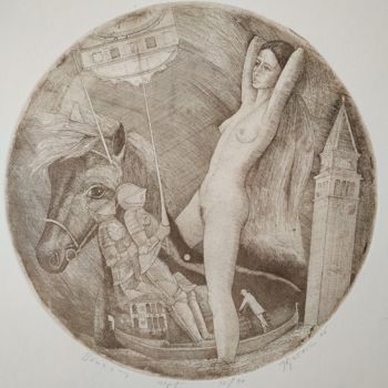 Druckgrafik mit dem Titel "Венеция" von Vjacheslav Illjashenko, Original-Kunstwerk, Radierung