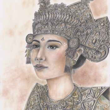 Disegno intitolato "The Dancer - Baline…" da Putu D. Sachslehner (ARTNYASWARI), Opera d'arte originale, Pastello