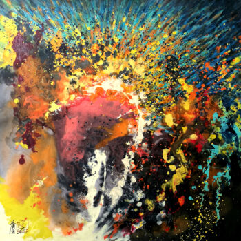 Malerei mit dem Titel "The eruption" von Pu Wei, Original-Kunstwerk, Tinte