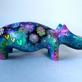 Sculpture intitulée "Sculpture Hippopota…" par Pvettese, Œuvre d'art originale, Bombe aérosol