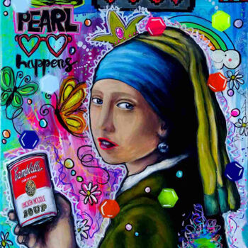 Painting titled "Peinture Pop Art Qu…" by Pvettese, Original Artwork, Acrylic Mounted on Wood Stretcher frame