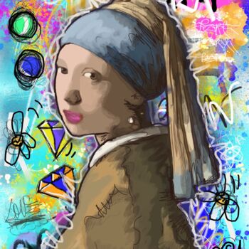 Digital Arts titled "Pop Art Pearl Paint…" by Pvettese, Original Artwork, Digital Painting