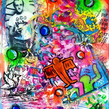 제목이 "Keith Haring Peintu…"인 미술작품 Pvettese로, 원작, 페인트 스프레이 나무 들것 프레임에 장착됨
