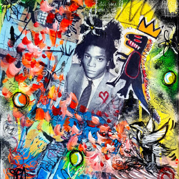Painting titled "Basquiat Peinture S…" by Pvettese, Original Artwork, Spray paint Mounted on Wood Stretcher frame