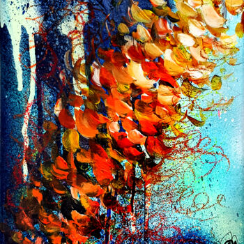 Malerei mit dem Titel "Tableau Fleurs Pein…" von Pvettese, Original-Kunstwerk, Sprühfarbe Auf Keilrahmen aus Holz montiert