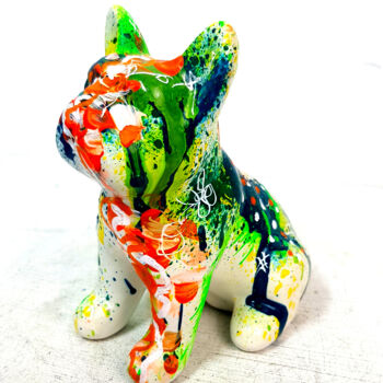 Скульптура под названием "Bulldog Pop Art Min…" - Pvettese, Подлинное произведение искусства, Рисунок распылителем краски