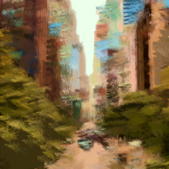 Digital Arts titled "NYC Street" by Pwa Studio, Original Artwork, Digital Painting