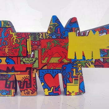Sculpture titled "PyB - Dog Haring ,…" by Pyb, Original Artwork, Acrylic