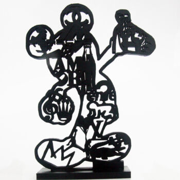 Sculpture intitulée "PyB Mickey logos &…" par Pyb, Œuvre d'art originale, Résine