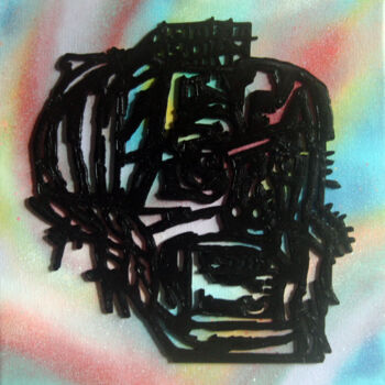 Malarstwo zatytułowany „PyB Skull Basquiat,…” autorstwa Pyb, Oryginalna praca, Kolaże