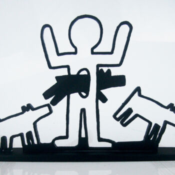 Sculpture intitulée "PyB haring MAN & DO…" par Pyb, Œuvre d'art originale, Résine