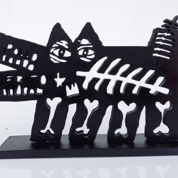 Sculpture intitulée "PyB Dog Haring Basq…" par Pyb, Œuvre d'art originale, Résine