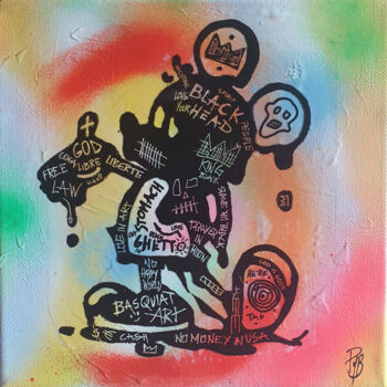 Painting titled "PyB Mickey Basquiat…" by Pyb, Original Artwork, Acrylic Mounted on Wood Stretcher frame
