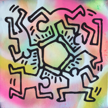 Картина под названием "PyB Ronde Haring  2…" - Pyb, Подлинное произведение искусства, Рисунок распылителем краски Установлен…