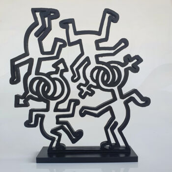 Sculpture titled "PyB coupling Haring…" by Pyb, Original Artwork, Resin
