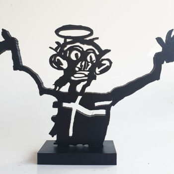Sculpture intitulée "PYB San Monkey Basq…" par Pyb, Œuvre d'art originale, Résine