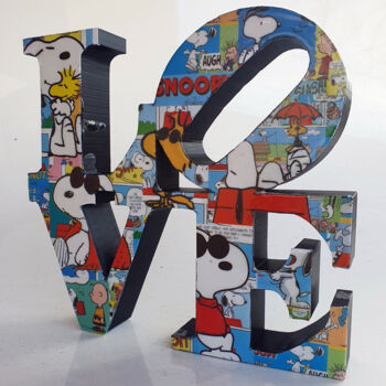 Sculpture intitulée "PyB LOVE  Snoopy ,…" par Pyb, Œuvre d'art originale, Résine