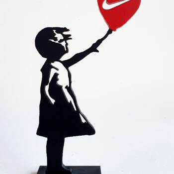Sculpture titled "PYB Banksy Nike gir…" by Pyb, Original Artwork, Acrylic
