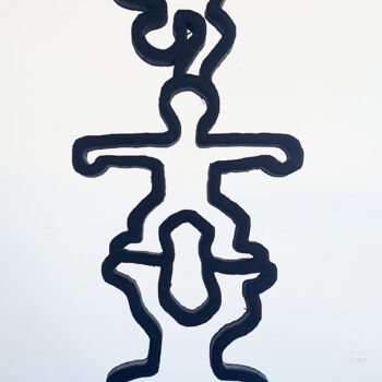 Scultura intitolato "PYB totem Haring  ,…" da Pyb, Opera d'arte originale, Acrilico