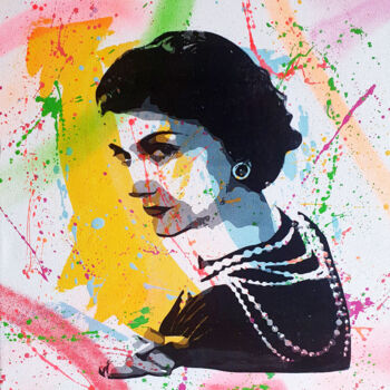 Painting titled "PyB Coco Chanel, 20…" by Pyb, Original Artwork, Acrylic Mounted on Wood Stretcher frame