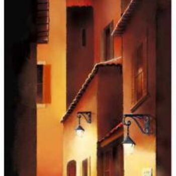Painting titled "Petite rue" by Ferrer / Py.R  /  Gef, Original Artwork, Oil