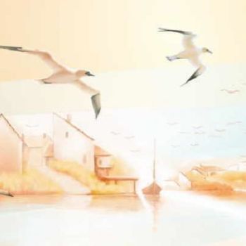 Pintura intitulada "Les oiseaux" por Ferrer / Py.R  /  Gef, Obras de arte originais, Óleo