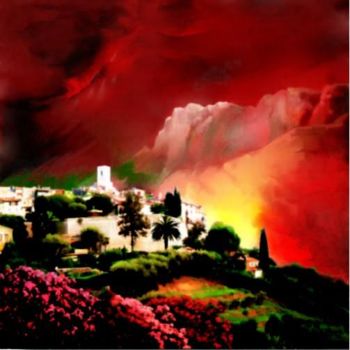 Painting titled "St Paul de Vence" by Ferrer / Py.R  /  Gef, Original Artwork, Oil