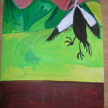 Pintura intitulada "Giant woodpecker eu…" por Q.Mumu, Obras de arte originais