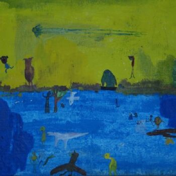Malarstwo zatytułowany „Blueyellow blue yel…” autorstwa Q.Mumu, Oryginalna praca