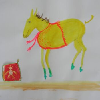 Malarstwo zatytułowany „Jumping horse and t…” autorstwa Q.Mumu, Oryginalna praca
