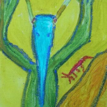 Pintura intitulada "Dieu des insectes" por Q.Mumu, Obras de arte originais