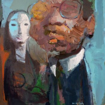 Painting titled "Father and daughter" by Qais Al Sindy, Original Artwork, Acrylic