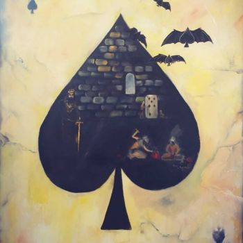 Painting titled "Ace of spades" by Vera Derevyanko, Original Artwork, Oil